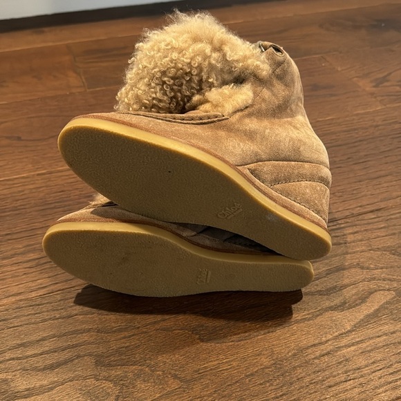 NWT Chloe Peggy Brown Suede Wedge Ankle Boots Size 37/7 - Picture 6 of 11